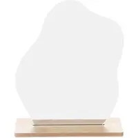 Dripio Specchio da trucco in acrilico, senza cornice, dimensioni 24x20 cm, con base in legno