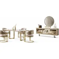 Xl Moebel Gmbh Set di mobili da sala da pranzo tavolo da pranzo, 4 sedie e credenza moderna, 7 pezzi