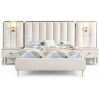 Xl Moebel Gmbh Letto completo con comodini, mobili set moderno per camera da letto, 3 pezzi