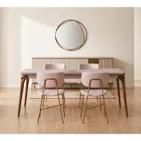 Xl Moebel Gmbh Set moderno composto da tavolo da pranzo, 4 sedie, consolle e specchio rotondo