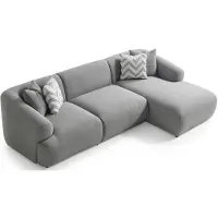 AEA Divano ad angolo a forma di L, grigio, rivestito in tessuto, stile moderno, ideale per il soggiorno, confortevole