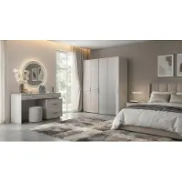 AEA Armadio, specchiera, sgabello, grigio, moderno, lussuoso, tavolino da trucco