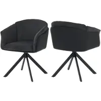 Mendler Set di 2 sedie da pranzo HWC-R24, sedie da cucina, girevoli, in metallo, con rivestimento in ecopelle, tessuto/tessuto cord, colore nero
