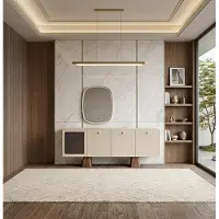 AEA Mobile bar/contenitore con specchio, design moderno, colore beige, elegante, ideale per il soggiorno