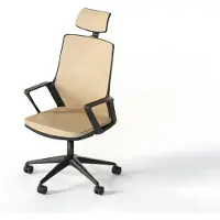 Xl Moebel Gmbh Sedia beige, con altezza regolabile, meccanismo girevole e poggiatesta regolabile
