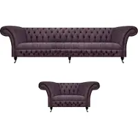 AEA Garnitur Set 2tlg Design Dreisitzer Sofa Luxus Sessel Chesterfield Wohnzimmer