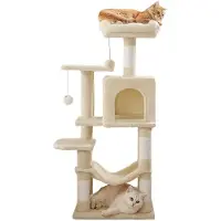 BellaFurn Albero per gatti multistrato – con tiragraffi, cuccia e amaca – 45 x 35 x 112 cm