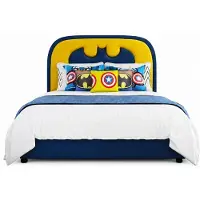 Xl Moebel Gmbh Letto per bambini Batman, blu e giallo, in pelle, ideale per ragazzi, bellissimi mobili per l'infanzia