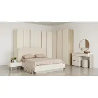 Xl Moebel Gmbh Armadio a specchio per camera da letto, beige, moderno, elegante, tavolino da trucco