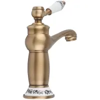 Merkloos Rubinetto antico - Monocomando - Ottone con decorazioni floreali - Per lavabo/vasca da bagno - 19 x 16,5 x 6,4 cm - Facile da installare - Rubinetto per lavabo