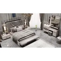 AEA Letto imbottito con illuminazione e 2 comodini in stile Art Déco