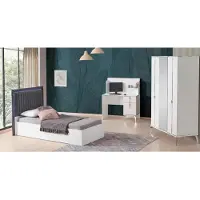 Xl Moebel Gmbh Set per camera da ragazzo, 3 pezzi – Letto, armadio e scrivania in stile elegante