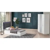 Xl Moebel Gmbh Set moderno per camera da ragazzo, 2 pezzi – Letto e armadio di design