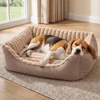 Merkloos Solidchoice - Cuccia antiscivolo per cani di piccola e media taglia, confortevole e lavabile, color cammello (taglia L)