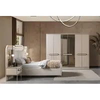 Xl Moebel Gmbh Letto, 2 comodini, armadio, camera da letto, stile moderno, colore bianco, nuovo