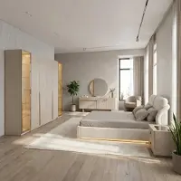 Xl Moebel Gmbh Set completo per camera da letto Lux: letto, armadio, comodini, consolle e specchio
