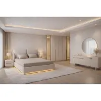 Xl Moebel Gmbh Set per camera da letto color beige: letto, armadio, consolle, mobili per camera da letto, 4 pezzi