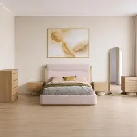 Xl Moebel Gmbh Set moderno per camera da letto, composto da: letto imbottito, 2 comodini e 2 cassettiere