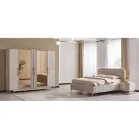 Xl Moebel Gmbh Set moderno per camera da letto, composto da letto, armadio e due comodini