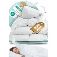 OEM Piumino matrimoniale 155x220 cm, adatto per tutte le stagioni, composto al 60% da piumino e al 40% da piume