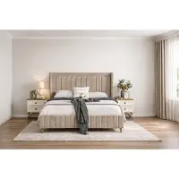 Xl Moebel Gmbh Elegante set da camera da letto con letto imbottito e due comodini