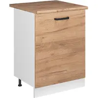 Vicco Mobiletto base cucina R-Line Rovere dorato/Bianco 60 cm con 1 porta piano di lavoro Rovere dorato, Model 72100
