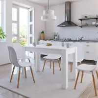 Merkloos Tavolo da pranzo in legno bianco, dimensioni 120 x 60 x 76 cm