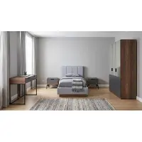 Xl Moebel Gmbh Set per camera da letto per giovani, stile moderno: letto, 2 comodini, scrivania, armadio, design ampio