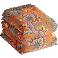 OEM Coperta in cotone stile boho, 230x250 cm, fronte-retro, patchwork, arancione/verde