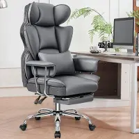 Selius Sedia ergonomica da ufficio - Sedia da ufficio - Sedia da lavoro - Sedia da scrivania - Sedia da ufficio grigia - Con poggiapiedi