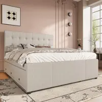 Selius Letto matrimoniale imbottito - 140x200 cm - Con contenitore e poggiatesta regolabile