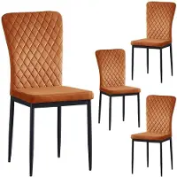 Selius Sedia da pranzo - Sedia - Sedia per mangiare - Sedia da cucina - Poltrona - Colore mandarino - Ecopelle - Schienale alto