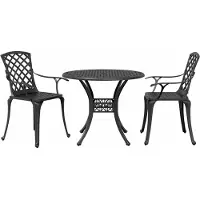 Selius Set da bistrot 3 pezzi, nero, in alluminio – Arredamento da giardino resistente agli agenti atmosferici – 2 sedie e tavolo