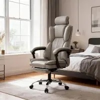 Selius Sedia da gaming - Sedia da ufficio - Sedia per giocatori - Sedia da lavoro - Sedia in ecopelle grigia - Design ergonomico