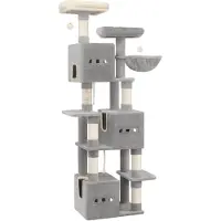 Selius Albero per gatti - Struttura per gatti - Mobile per gatti - Casa per gatti - Torre per gatti - Altezza: 193 cm - Colore: Grigio chiaro moderno - 7 livelli