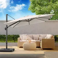 Selius Ombrellone da esterno – Ombrellone per terrazza – Ombrellone da giardino – Ombrellone a braccio oscillante – 3x3 metri – Altezza regolabile – Rotante