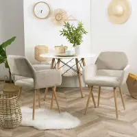 Selius MOBILI COSY: Set di 2 sedie da pranzo moderne, dimensioni 56 x 56 x 78 cm, colore beige