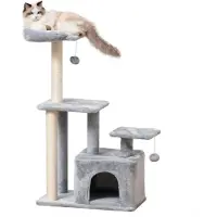 Selius Albero per gatti - Tiragraffi - con piattaforma - ideale per riposare, fare esercizio e giocare - realizzato in pannello di legno e rivestito in morbido peluche