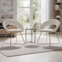 Selius Sedie beige - Sedia da pranzo - Poltrona - Sgabello - Poltrona relax - Set da 2 - Gambe in metallo dorato