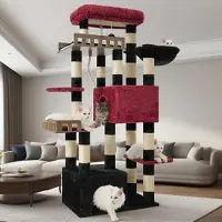 Selius Albero per gatti - Tiragraffi - Mobile per gatti - Casetta per gatti - Cesto per gatti - Altezza: 174 cm - Extra stabile, con corda di sisal