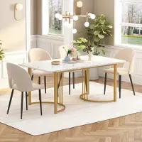 Selius Tavolo da pranzo - Rettangolare con motivo marmorizzato - Gambe regolabili - 96x69x75 cm
