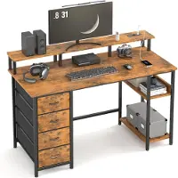 Dripio Scrivania per computer, dimensioni 120x50 cm, 4 cassetti, prese di corrente