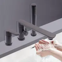 Selius Rubinetto da bagno - Miscelatore per bagno - Rubinetto per doccia - Bocchetta di scarico per vasca da bagno - Doccetta - Ottone - Montaggio a parete - Bocchetta a cascata