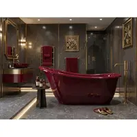 Elusso Vasca da bagno freestanding da 180 cm, rossa, modello DUO, in composito, con sifone in omaggio