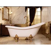 Elusso Vasca da bagno freestanding in stile retrò Luigi XVI, 100 cm, bianca — Złote Lwie Łapy