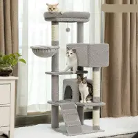 Selius Albero per gatti - Struttura a più piani - Tiragraffi - con casetta - cuccia - sisal - palline giocattolo