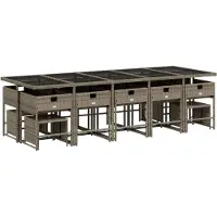 Selius Set da salotto da esterno composto da 15 pezzi, color grigio, realizzato in rattan sintetico. Include cuscini. Resistente agli agenti atmosferici
