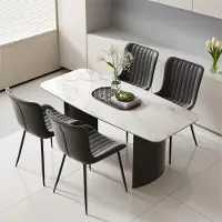 Selius Set di 4 sedie da pranzo in ecopelle nera, dal design moderno, ideali per la cucina