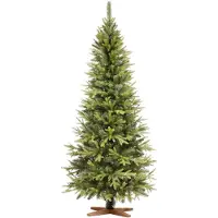 FairyTrees Albero di Natale 180 cm Nordman Premium SLIM | Elementi naturali realizzati ad iniezione| in UE | albero con supporto in legno di frassino fatto a mano
