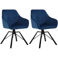 Selius Sedia da pranzo - Sedia girevole - Sedia a conchiglia - Sedia da cucina - Sedia con braccioli - Velluto blu - Girevole a 360°